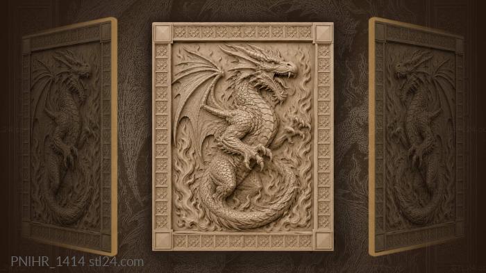 Fierce dragon breathes fiery ascent 3d STL model