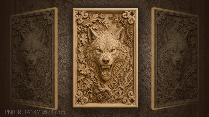 Wolf jaws among branches and quatrefoils 3d STL model