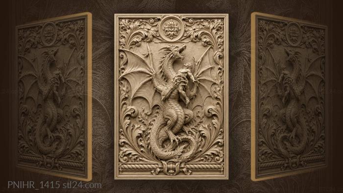 Powerful dragon and captured knight 3d STL model