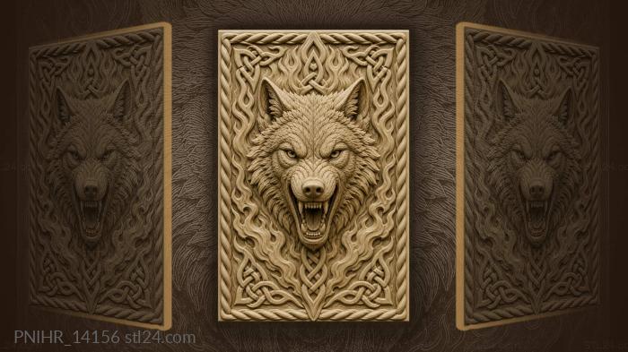 Wolf among fire and celtic knots 3d STL model
