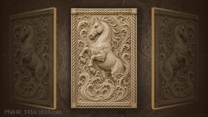 Horse rising out of curling waves 3d STL model
