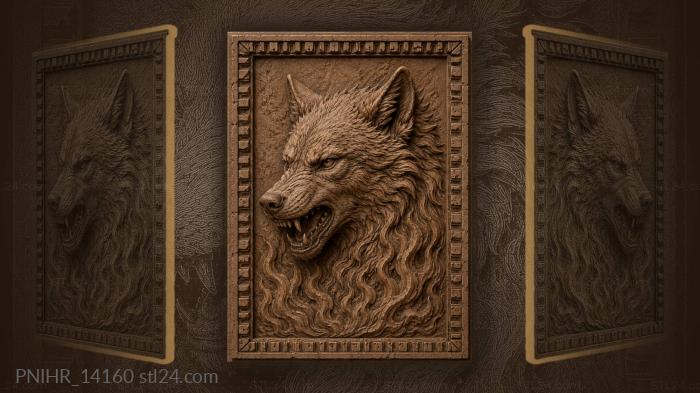 Wolf head with rising flames 3d STL model