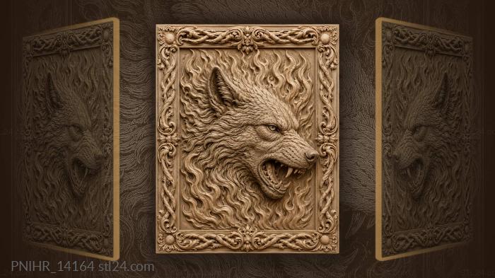 Bonfire rising behind a predator head 3d STL model