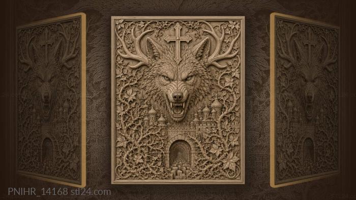 Cross set between wolf antlers 3d STL model