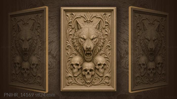 Three skulls beneath the wolf muzzle 3d STL model