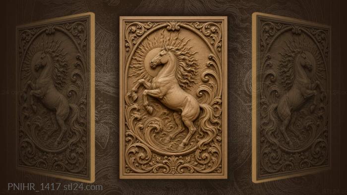 Wild horse and radiant sun 3d STL model