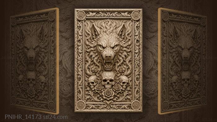 Flaming mane above skulls and roses 3d STL model