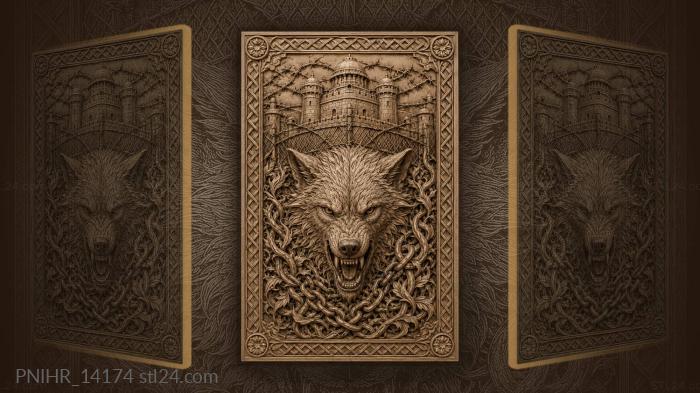 Wolf head in vines and barbed wire 3d STL model