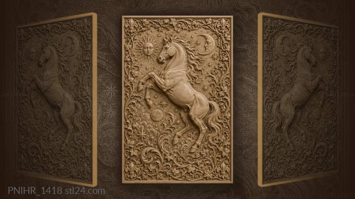 Celestial horse among sun and stars 3d STL model