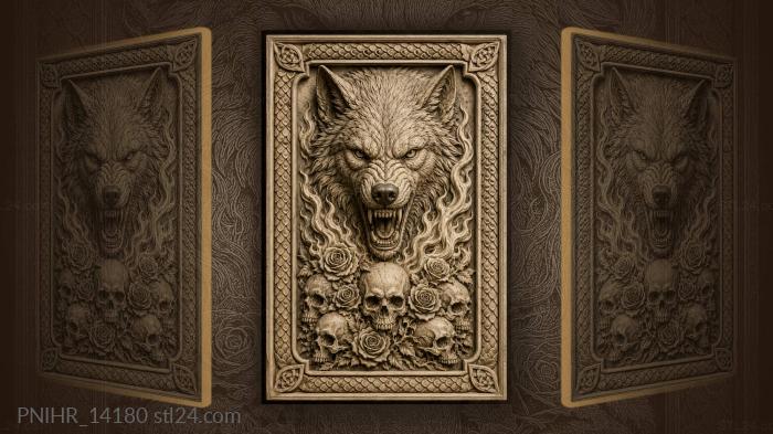 Flames rising from skulls and roses 3d STL model