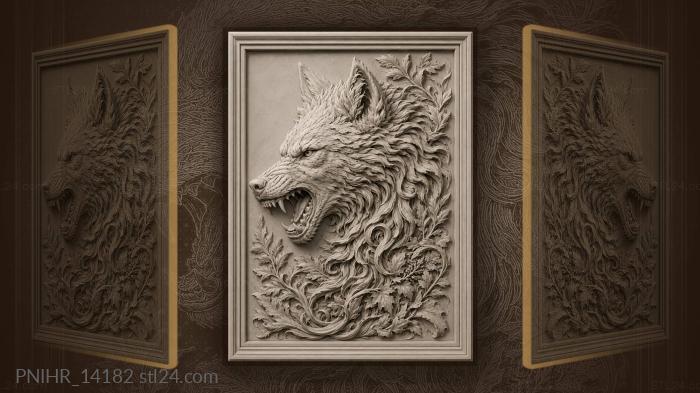 Wild wolf head fierce expression 3d STL model