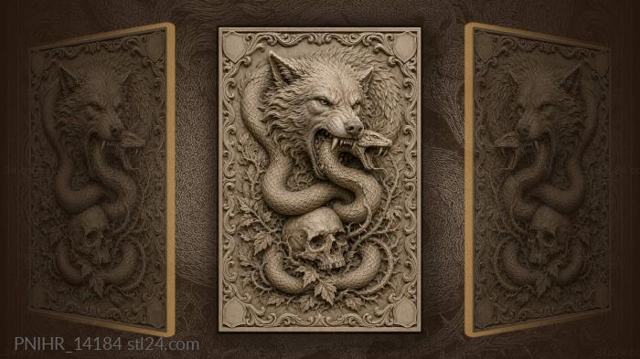 Wolf serpent skull thorny embrace 3d STL model