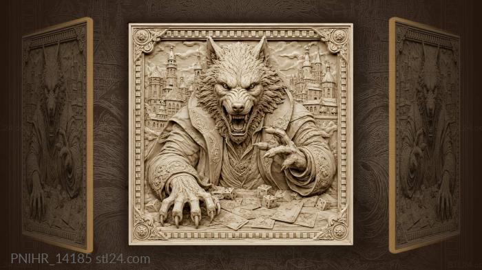 Wolf before a city of towers and domes 3d STL model