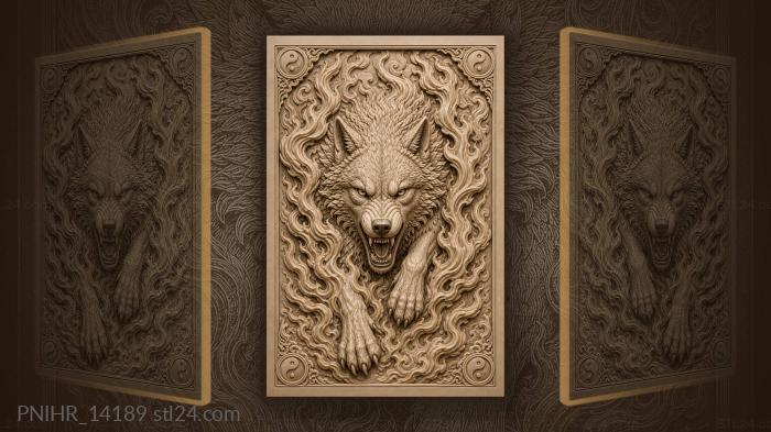 Flames surrounding the wolf on all sides 3d STL model