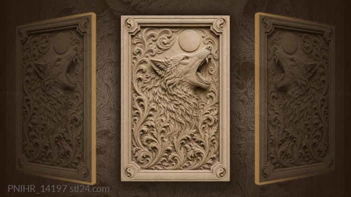 Red disc above a howling beast 3d STL model