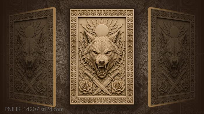Crossed knives beneath a sun disc 3d STL model