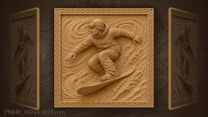 Snowboarder in dynamic winter action 3d STL model