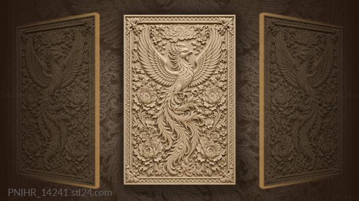 Phoenix among peonies and blossoms 3d STL model