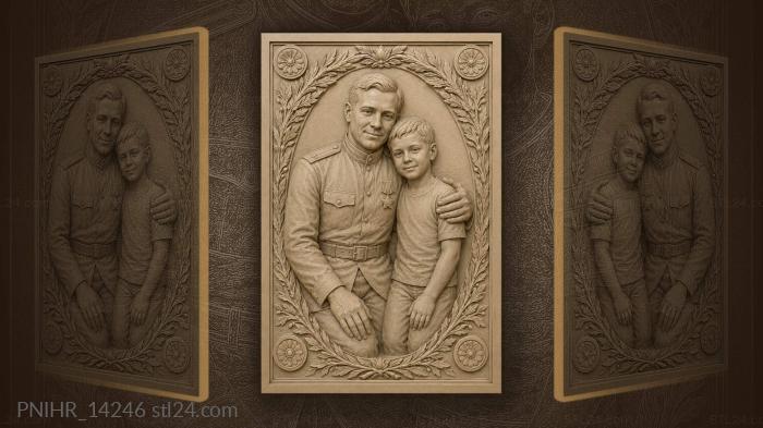 The Liberator Soldier embracing a boy after victory 3d STL model