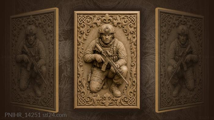 Crouching soldier ready with rifle 3d STL model