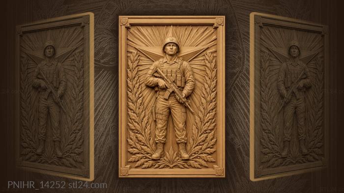 Warrior with starburst laurel background 3d STL model
