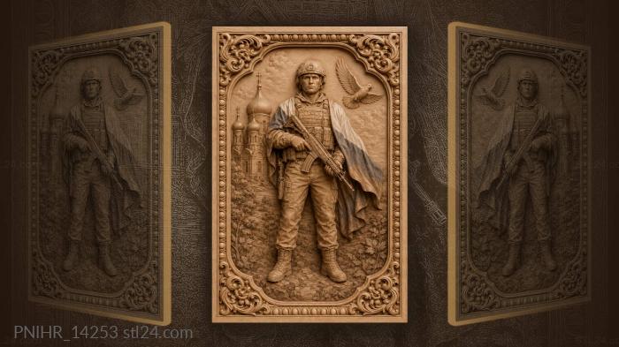 Soldier with flag and church bird 3d STL model