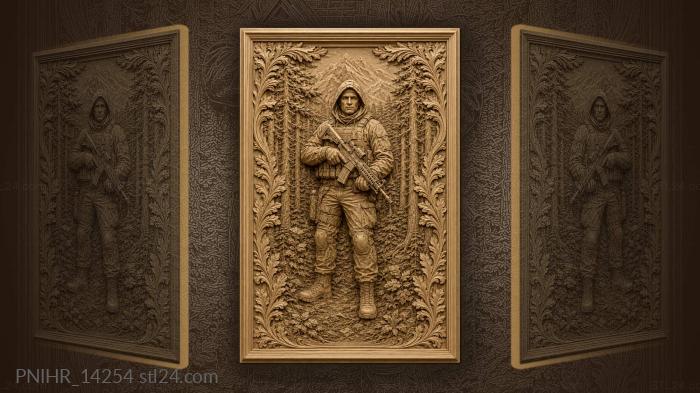 Hooded fighter among tall trees 3d STL model