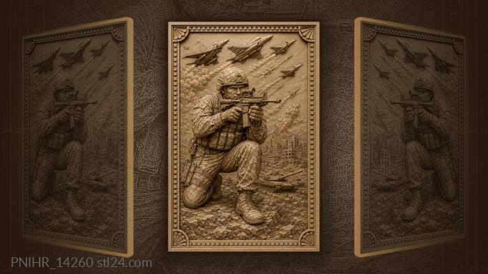 Soldier under fighter jet attack 3d STL model