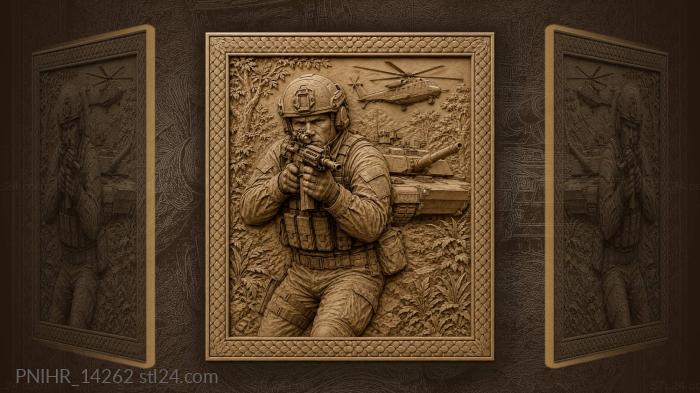 Shooter aiming with tank and helicopter 3d STL model