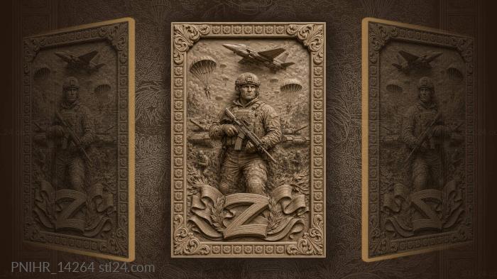 Soldier with rifle under raging battle 3d STL model