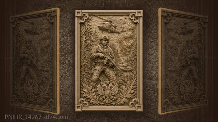 Defender in forest under smoking helicopter 3d STL model