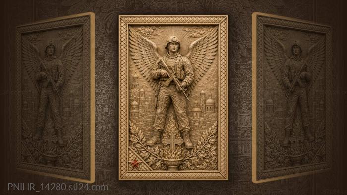 Winged soldier with city backdrop 3d STL model