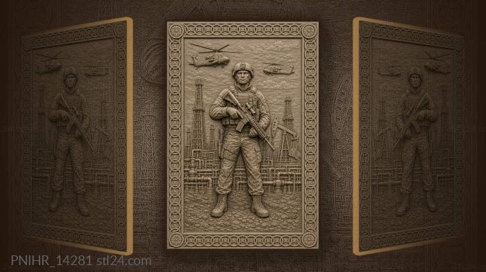 Soldier oilfield helicopters industrial landscape 3d STL model