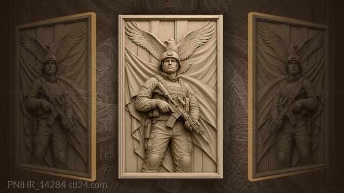 Bird crossing flag above the guard 3d STL model