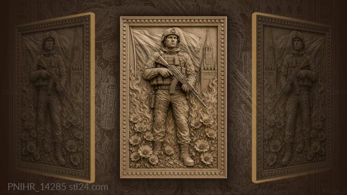 Poppies and flame beneath rifleman 3d STL model