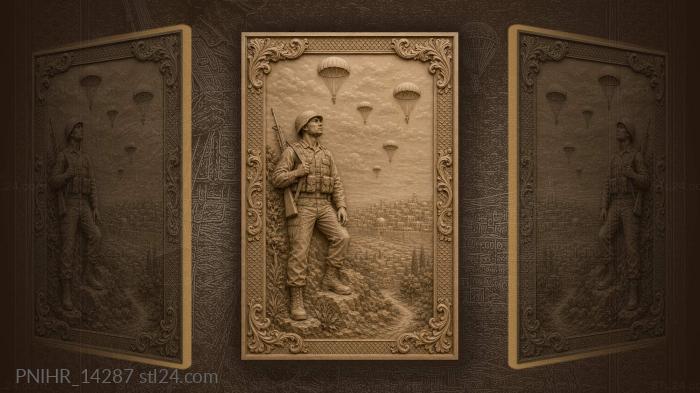 Rifle on shoulder under falling canopies 3d STL model