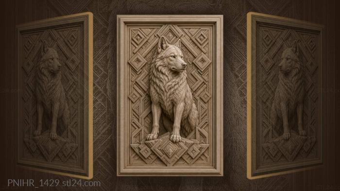 Noble wolf with geometric patterns 3d STL model