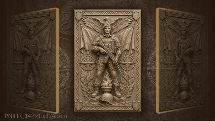 Lowered rifle under soaring eagle 3d STL model