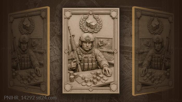 Soldier at desk with battle scene 3d STL model