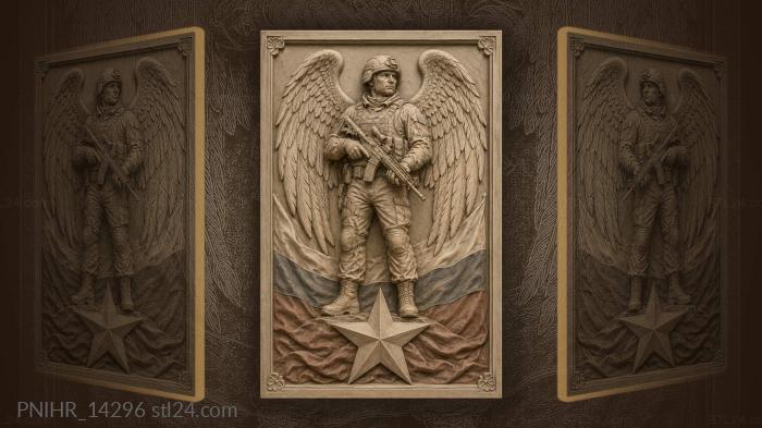 Winged soldier with a rifle and star 3d STL model