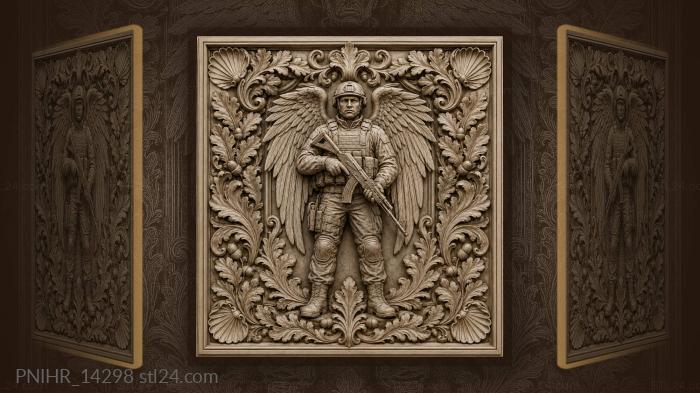Winged soldier with rifle watchful guard 3d STL model