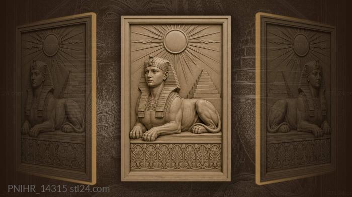 Ancient sphinx and sun symbol 3d STL model