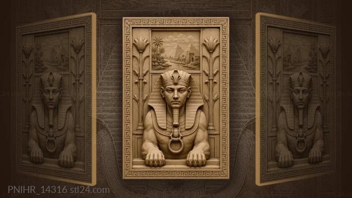 Egyptian sphinx with landscape window 3d STL model