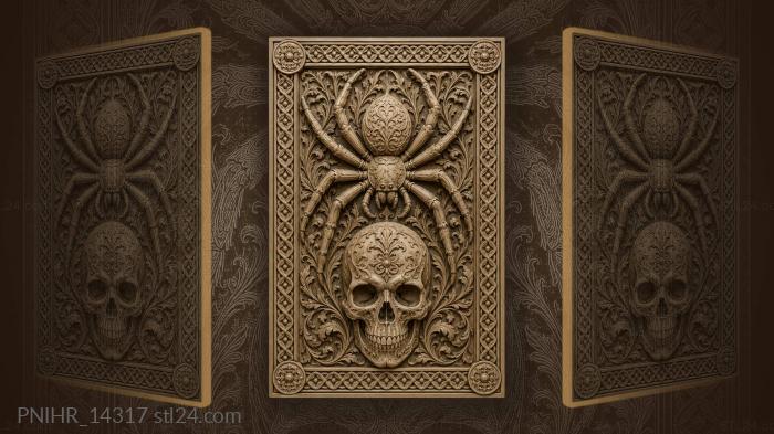 Spider above floral skull design 3d STL model