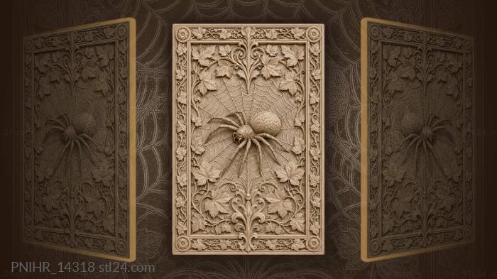 Spider within a leafy web 3d STL model