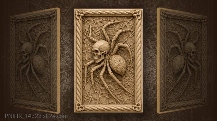 Spider skull in tangled web 3d STL model