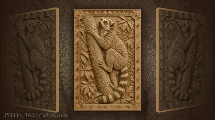 Lemur climbing ancient tree trunk 3d STL model