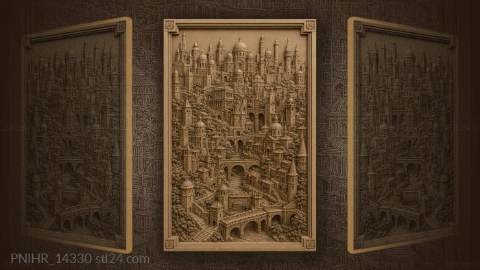 Cityscape with towers and bridges 3d STL model