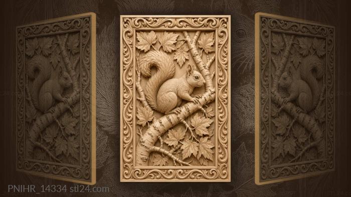 Squirrel among birch and maple 3d STL model