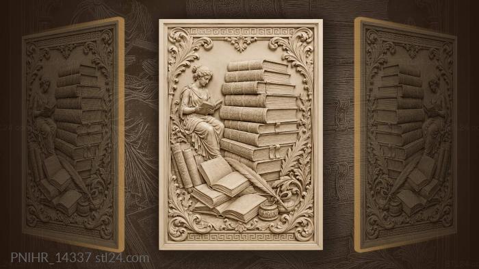 Old books quill inkwell study 3d STL model
